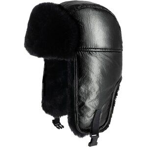 Unisex Metallic Black Stylish Cozy Cold Weather Headwear Warm Winter Trapper Hat